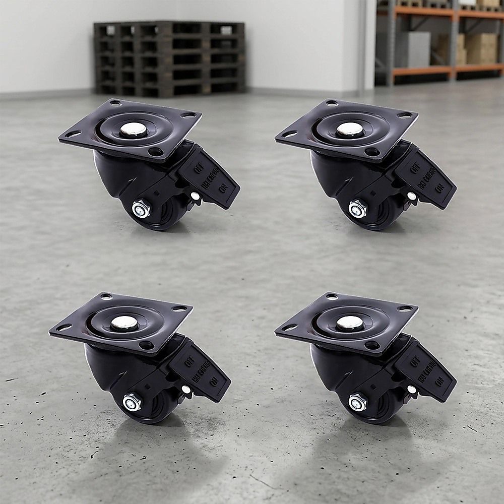 2.5 Inch Heavy Duty Nylon Castor Wheels Set 4 with Brake
