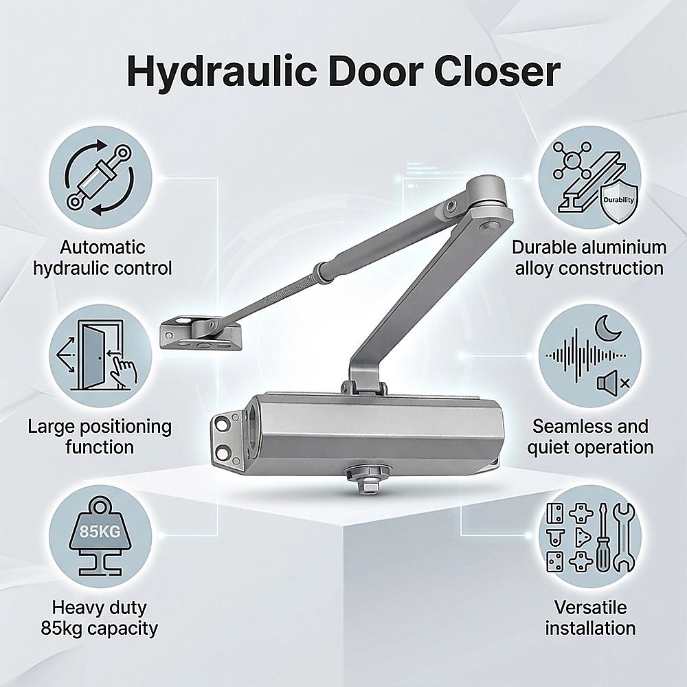 Hydraulic Door Closer 85kg Heavy Duty Large Positioning