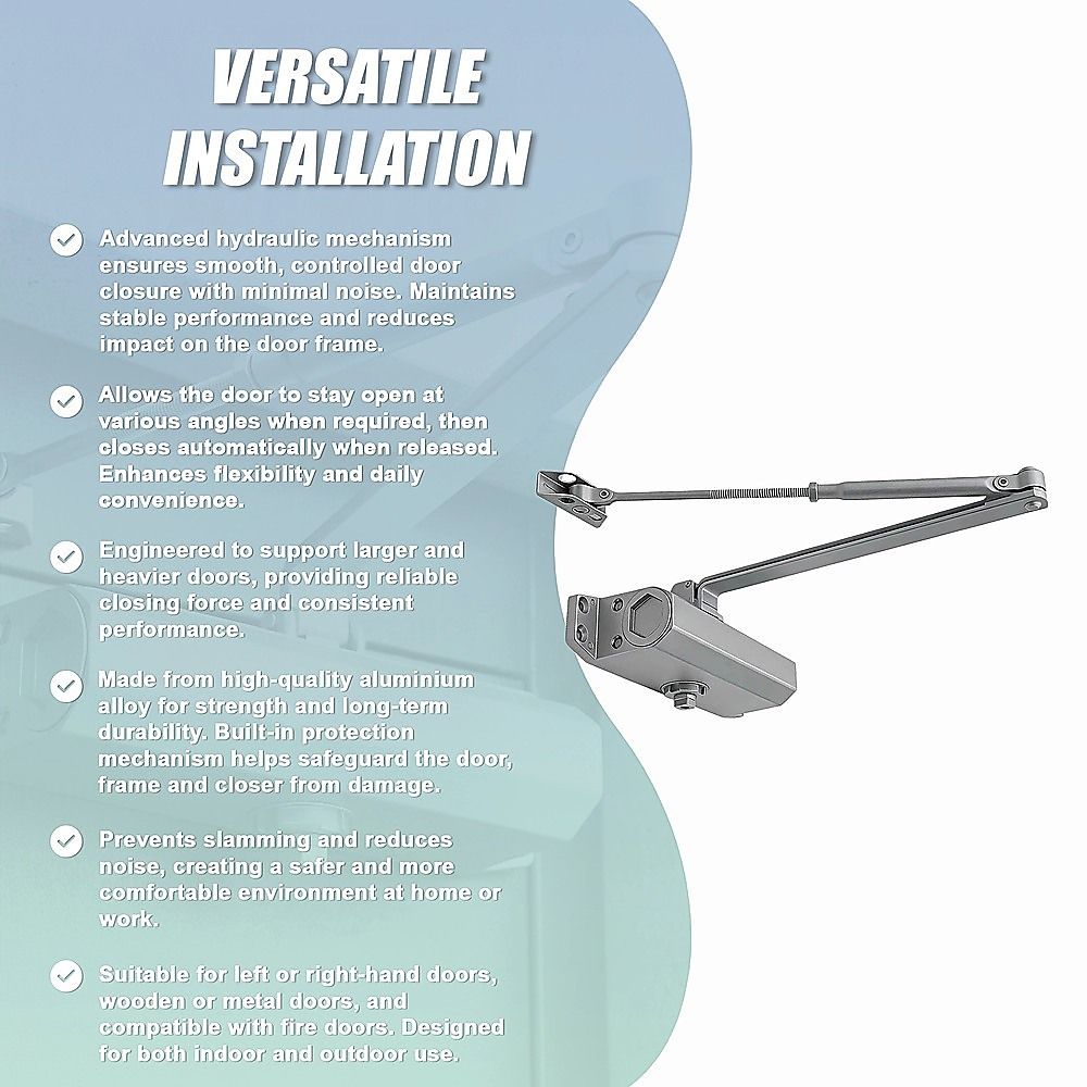 Hydraulic Door Closer 85kg Heavy Duty Large Positioning