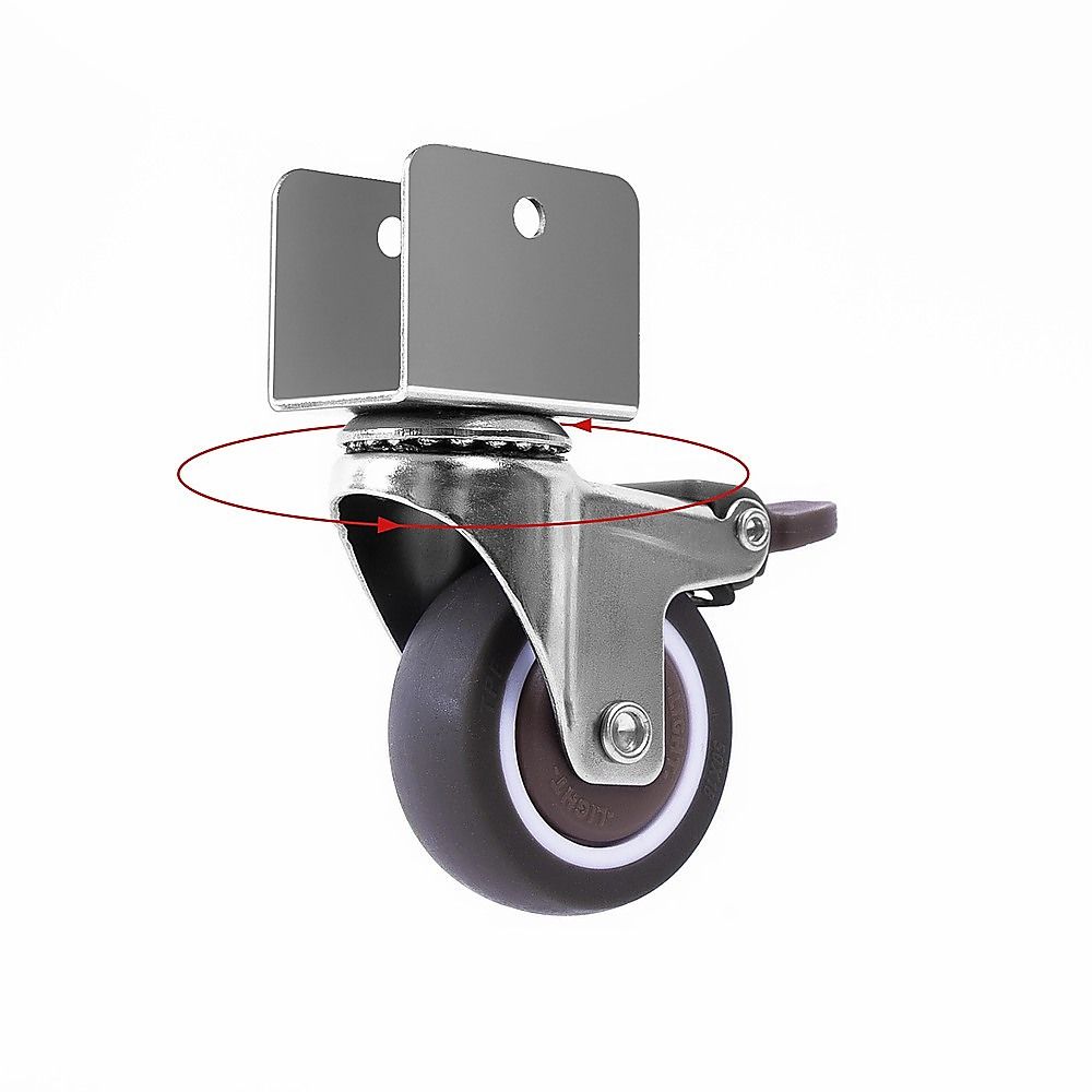 2 Inch U-Shaped TPE Swivel Castor Wheels Set 4 Brake