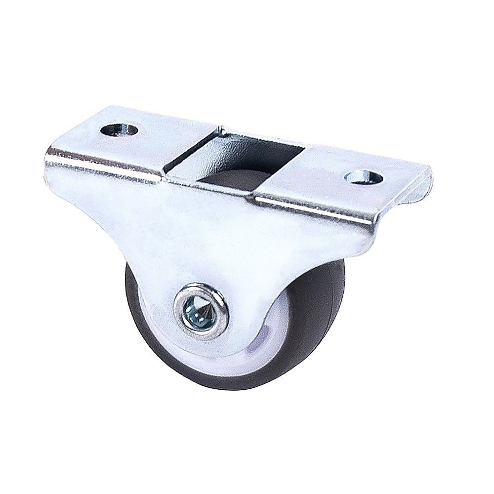 Mini Fixed Caster Wheels Rubber Low Profile Set 4