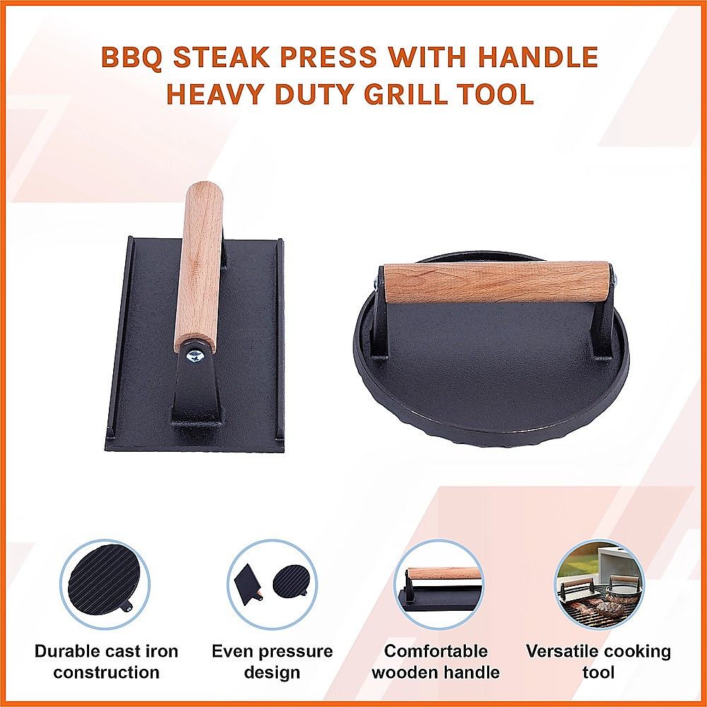 BBQ Steak Press with Handle Heavy Duty Grill Tool