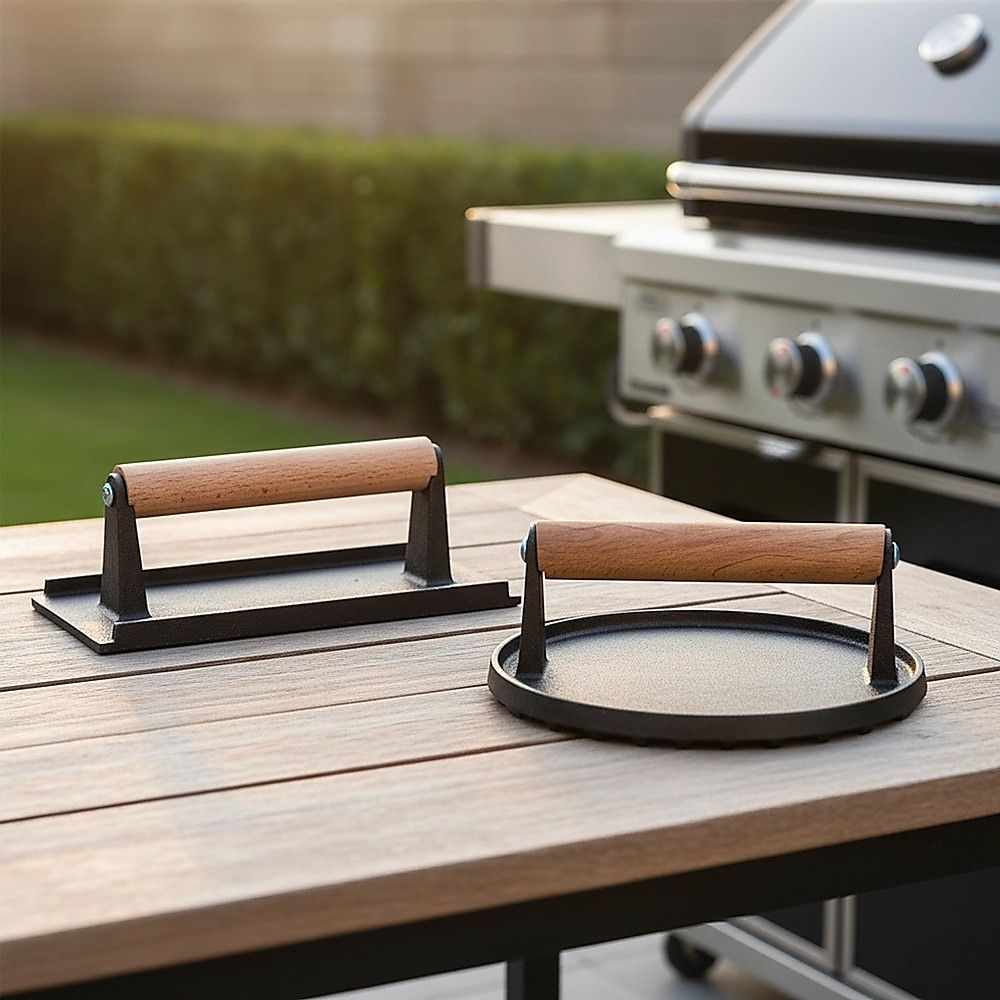 BBQ Steak Press with Handle Heavy Duty Grill Tool