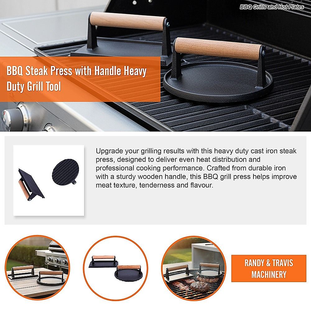 BBQ Steak Press with Handle Heavy Duty Grill Tool