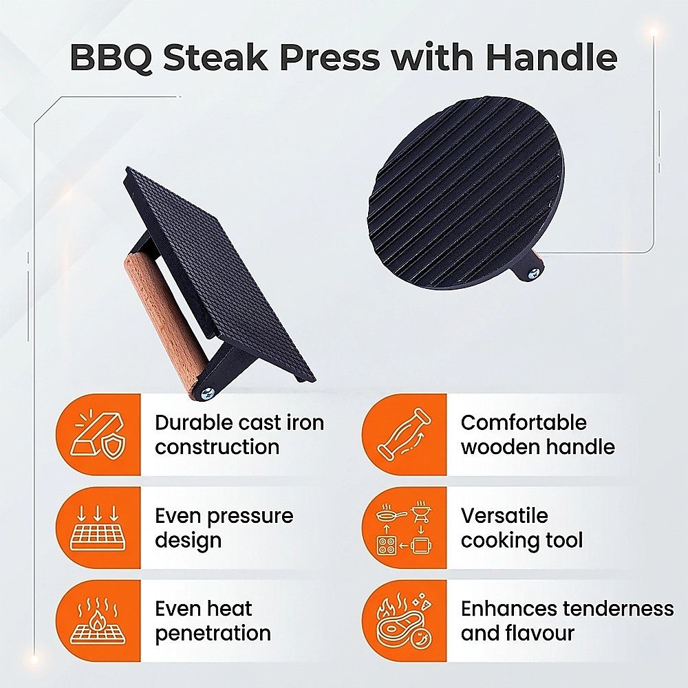 BBQ Steak Press with Handle Heavy Duty Grill Tool