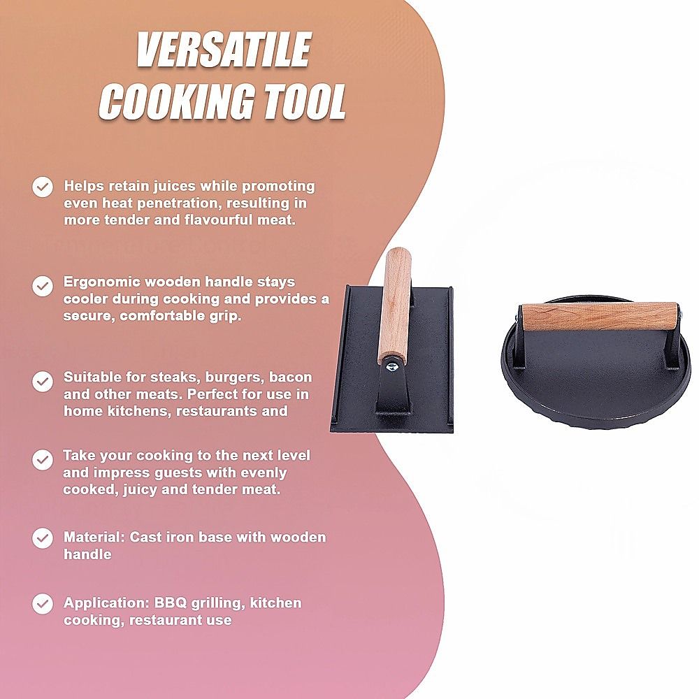 BBQ Steak Press with Handle Heavy Duty Grill Tool