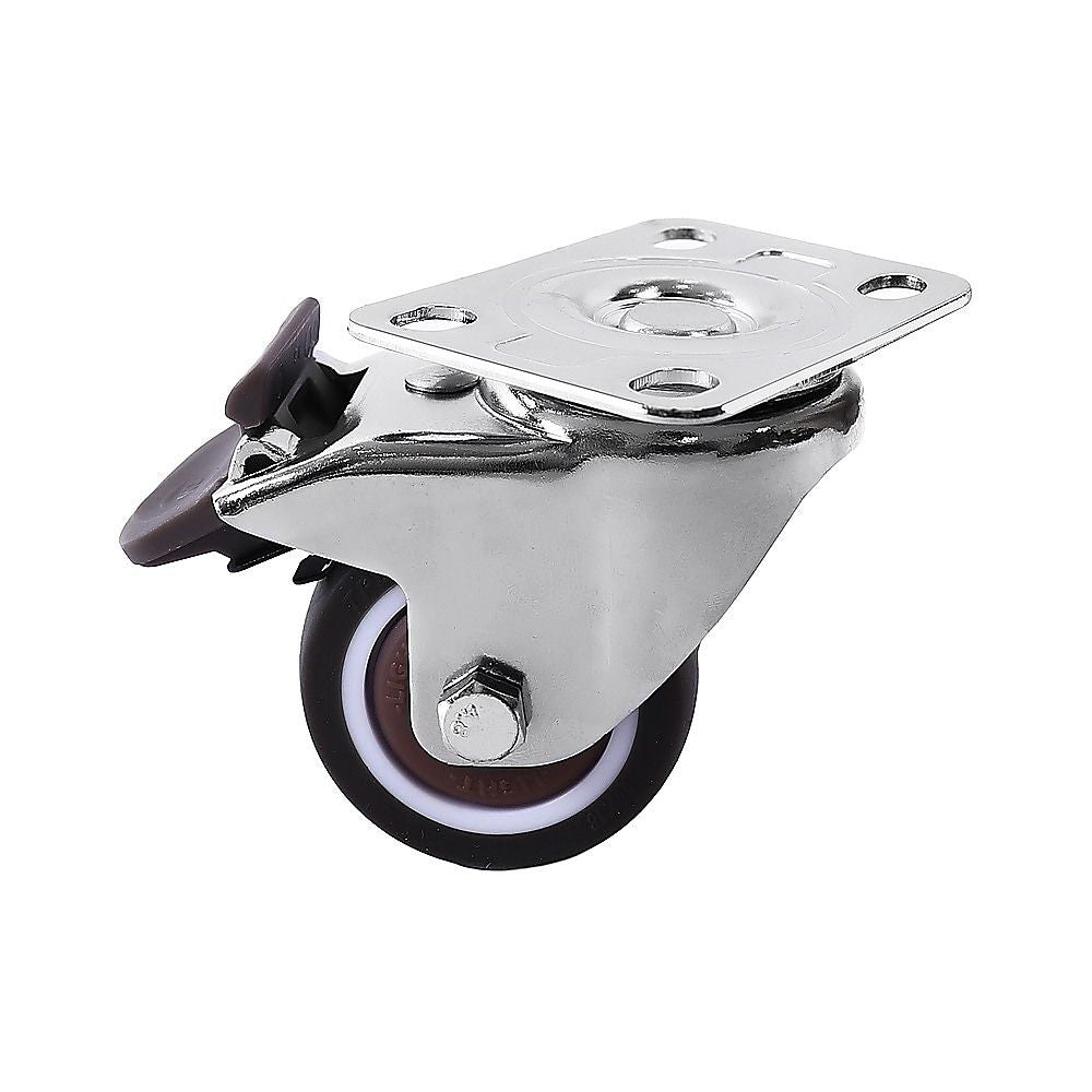 50mm Swivel Caster Wheels Set 4 with Brakes Twin