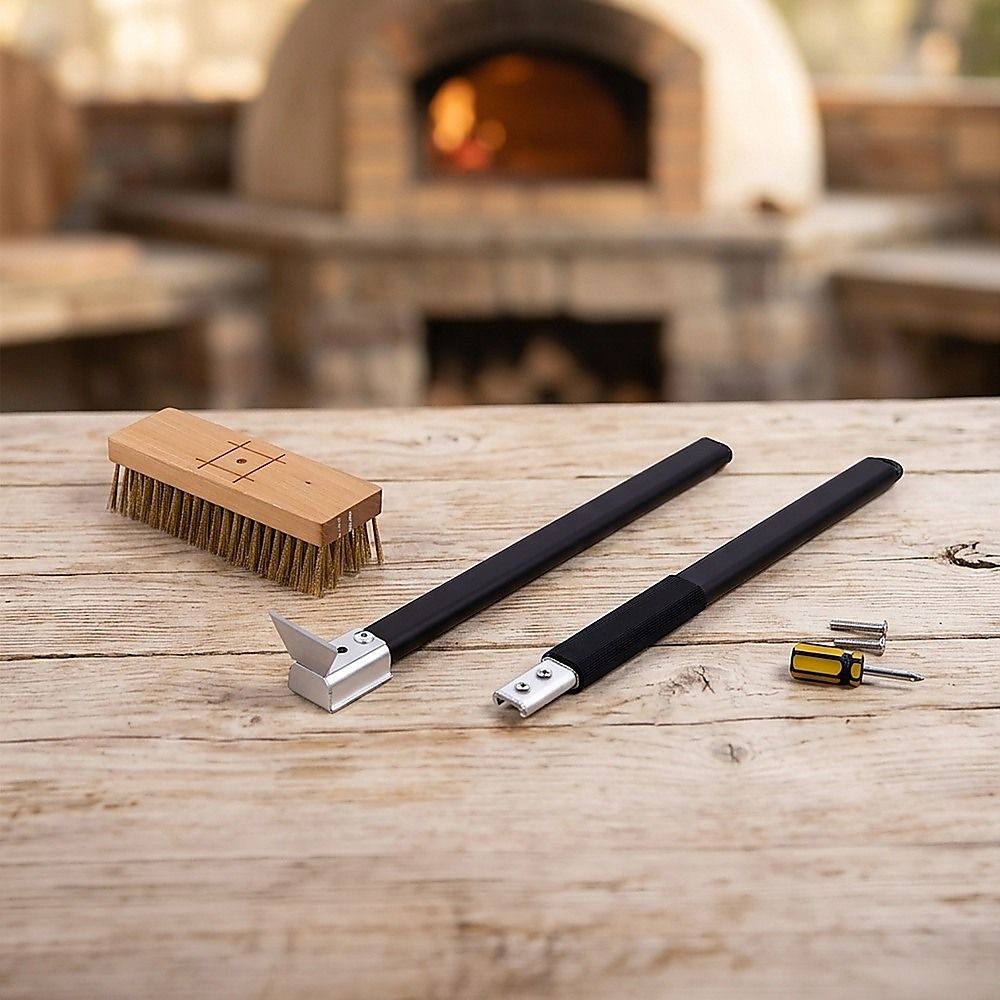80cm Heavy Duty Pizza Oven Brush with Steel Scraper