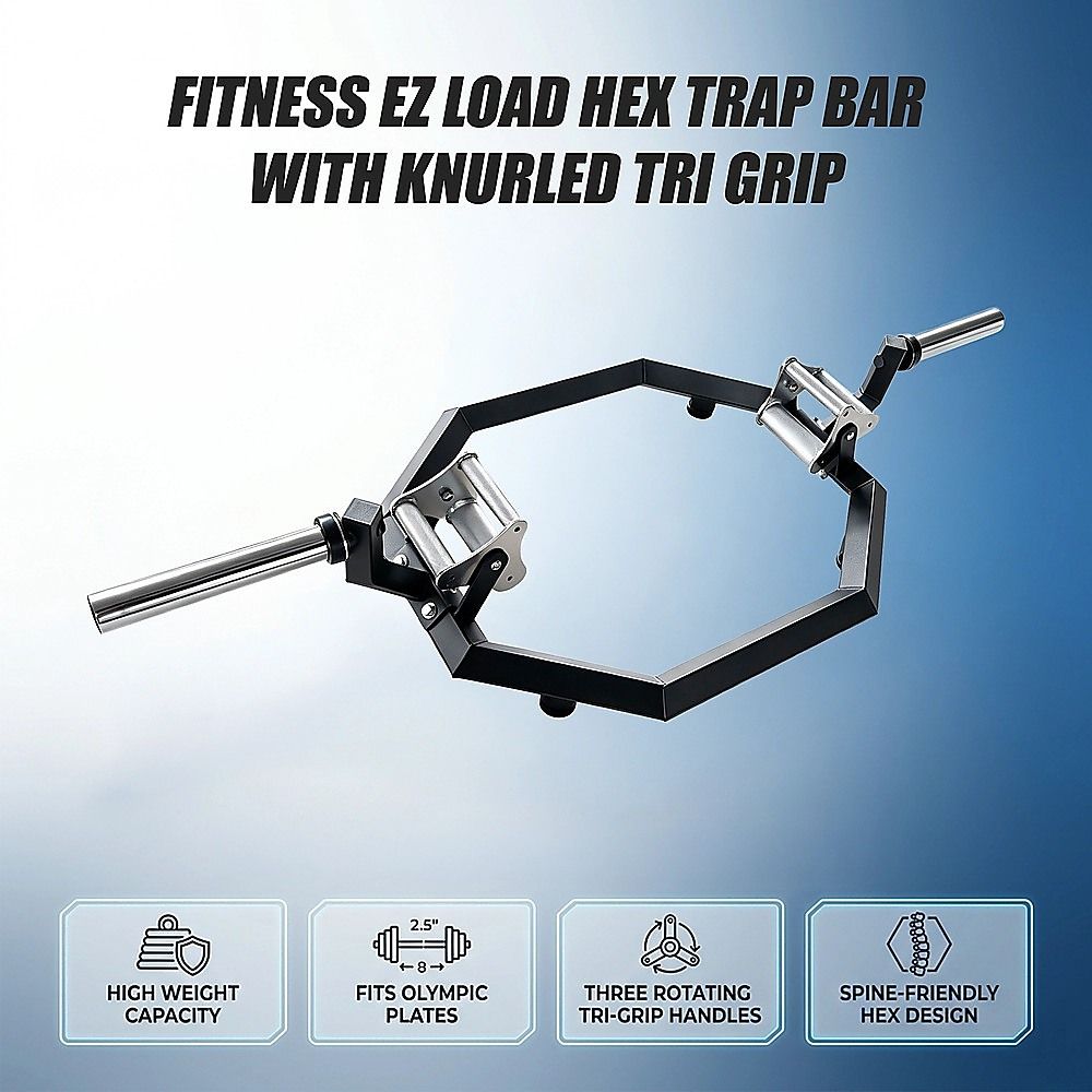 Fitness EZ Load Hex Trap Bar with Knurled Tri Grip