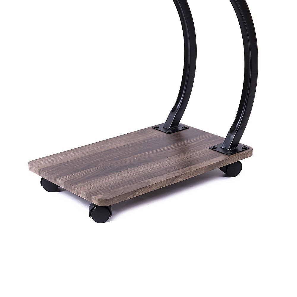 C-Shaped Corner End Table with Wheels Sofa Side