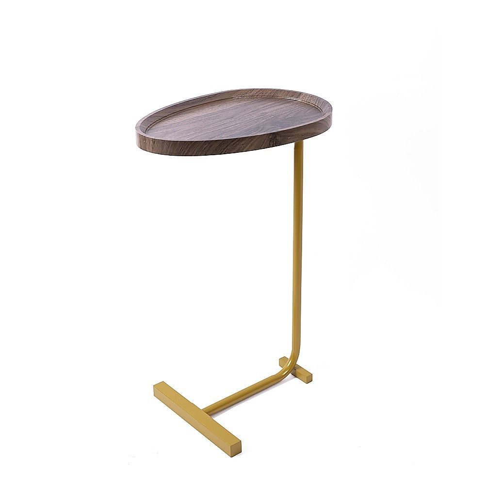Modern Oval Side Table Gold Base Sofa End Table