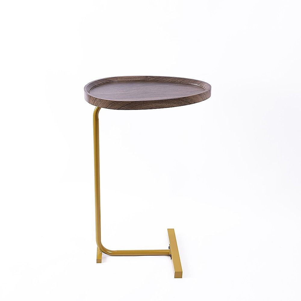Modern Oval Side Table Gold Base Sofa End Table