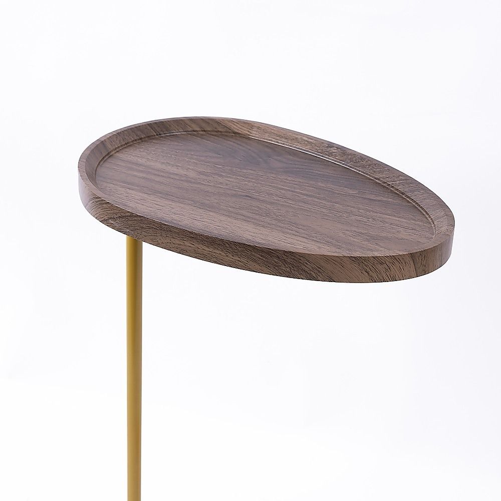 Modern Oval Side Table Gold Base Sofa End Table
