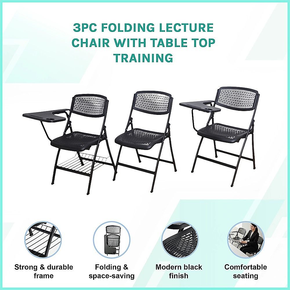 3pc Folding Lecture Chair with Table Top Training