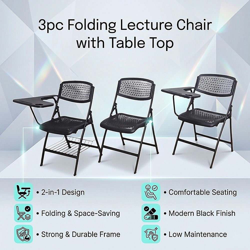 3pc Folding Lecture Chair with Table Top Training