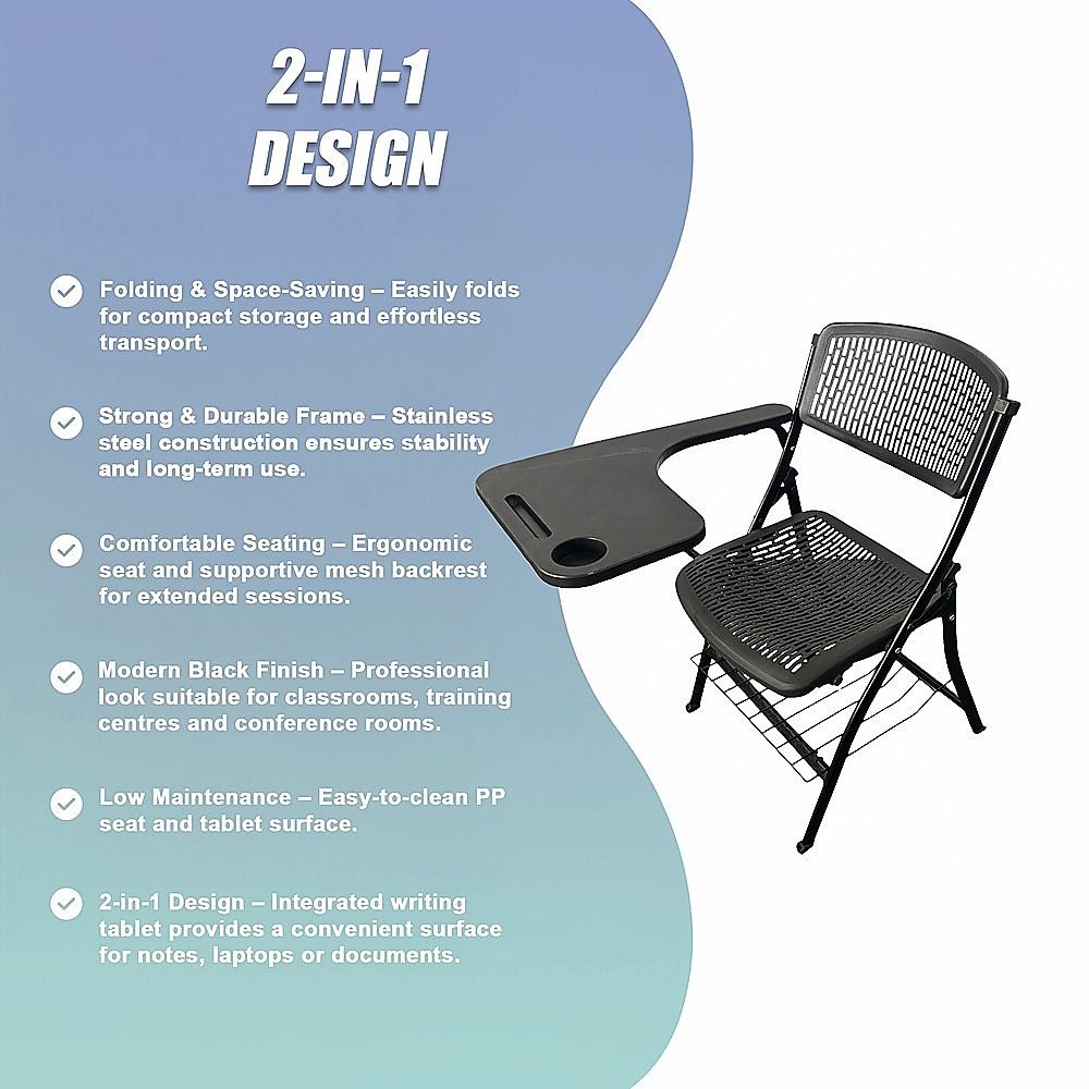 3pc Folding Lecture Chair with Table Top Training