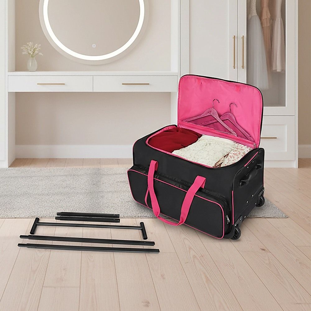 736.6 mm Heavy Duty Rolling Dance Bag with Garment Rack for Travel