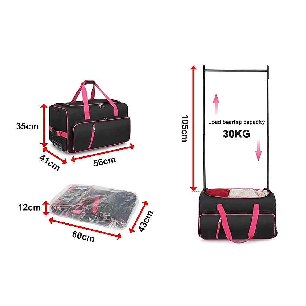 736.6 mm Heavy Duty Rolling Dance Bag with Garment Rack for Travel