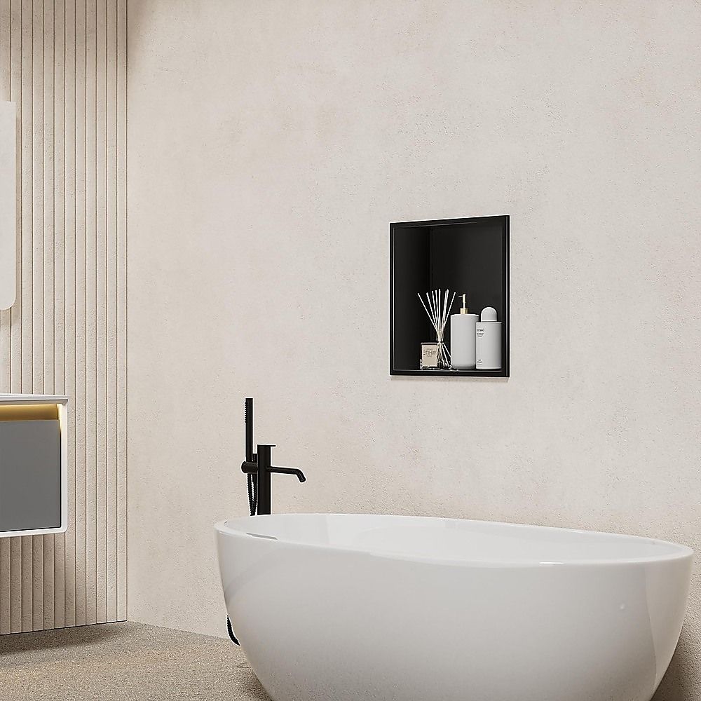 Stainless Steel Shower Niche 32x32cm Double Shelf Insert Wall Recessed