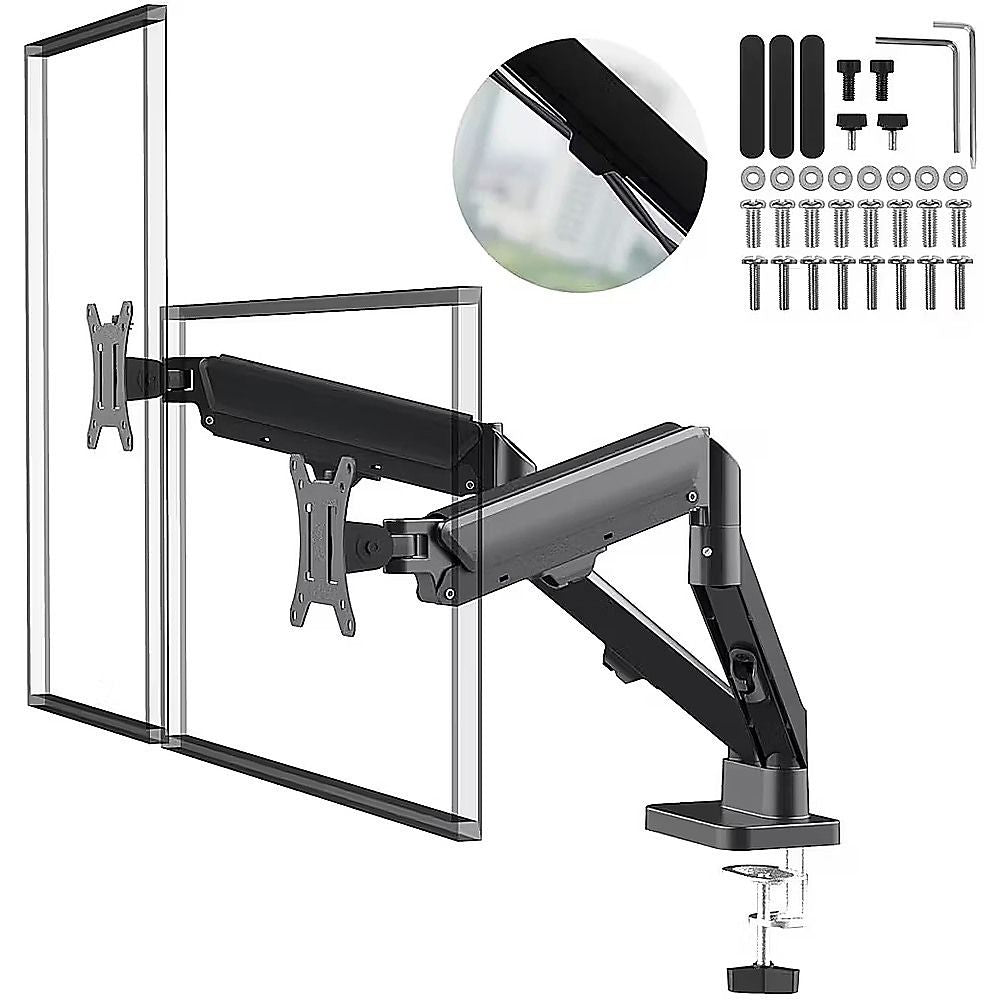 Dual Arm Monitor Desk Mount Bracket Spring Assisted 17–32 Inch Full Motion