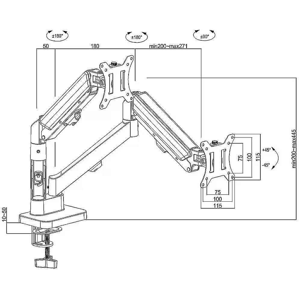 Dual Arm Monitor Desk Mount Bracket Spring Assisted 17–32 Inch Full Motion