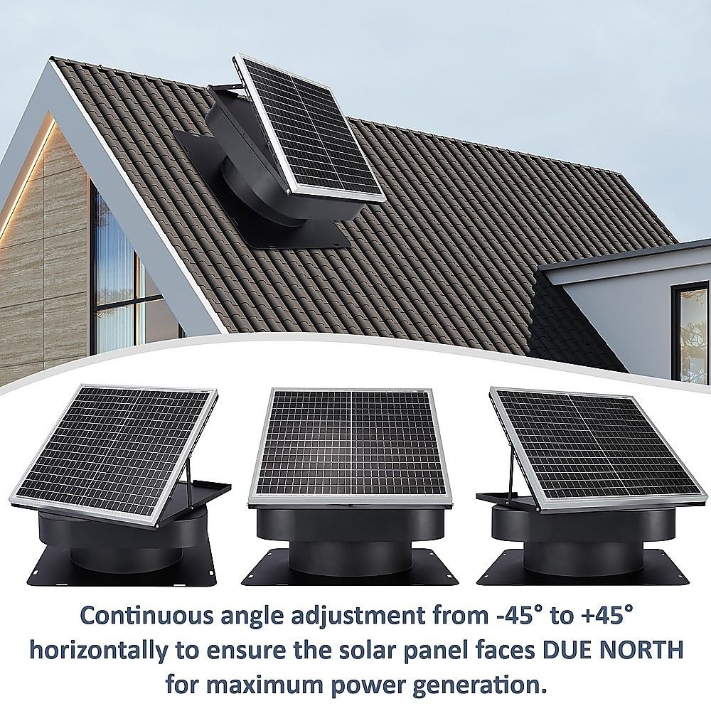 30W Solar Roof Vent Fan Exhaust Attic Ventilation for Home Garage Van