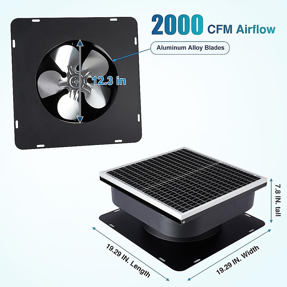 30W Solar Roof Vent Fan Exhaust Attic Ventilation for Home Garage Van