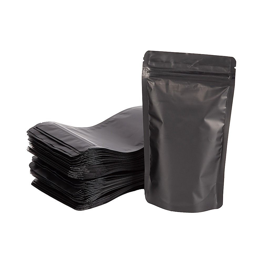 Black Aluminium Mylar Foil Stand Up Pouch 100pcs