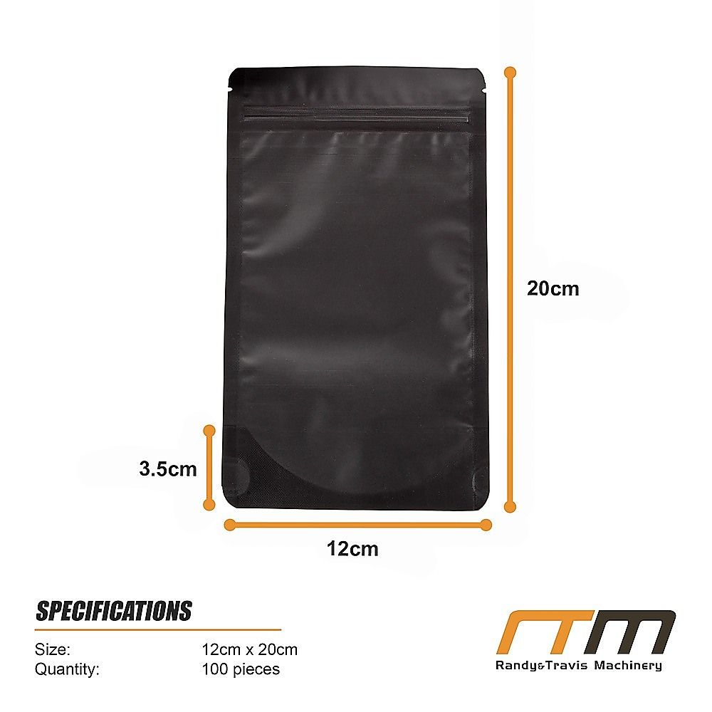 Black Aluminium Mylar Foil Stand Up Pouch 100pcs