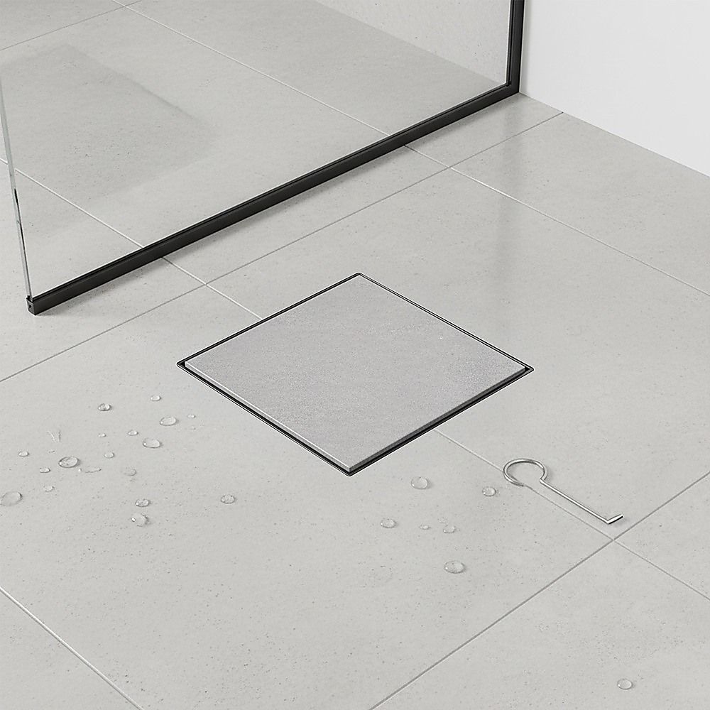 10x10cm Square Shower Drain with Removable Tile Insert Grate – Matte Black 304SS, CUPC Certified for Modern Bathrooms