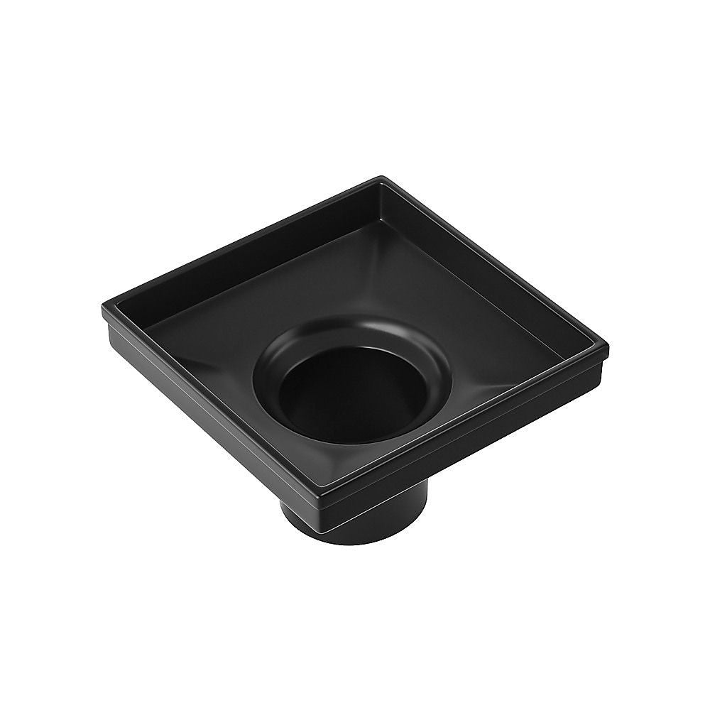 10x10cm Square Shower Drain with Removable Tile Insert Grate – Matte Black 304SS, CUPC Certified for Modern Bathrooms