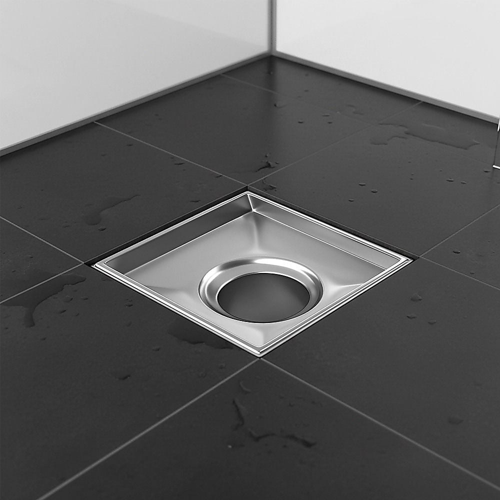 15x15cm Square Shower Drain with Removable Tile Insert Grate – Stainless steel 304SS, CUPC Certified for Modern Bathrooms