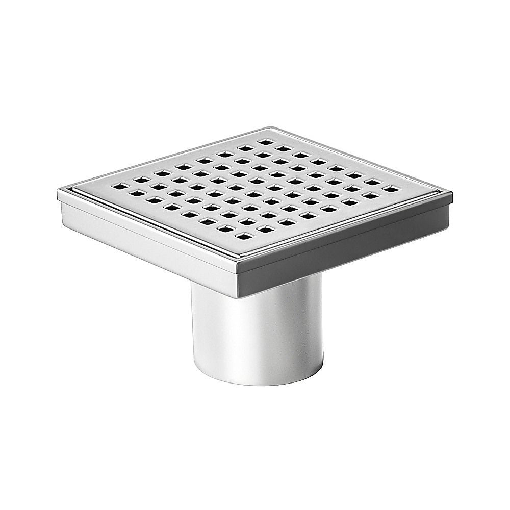 15x15cm Square Shower Drain with Grid Pattern Grate – 304 SS, CUPC Certified with Hair Strainer