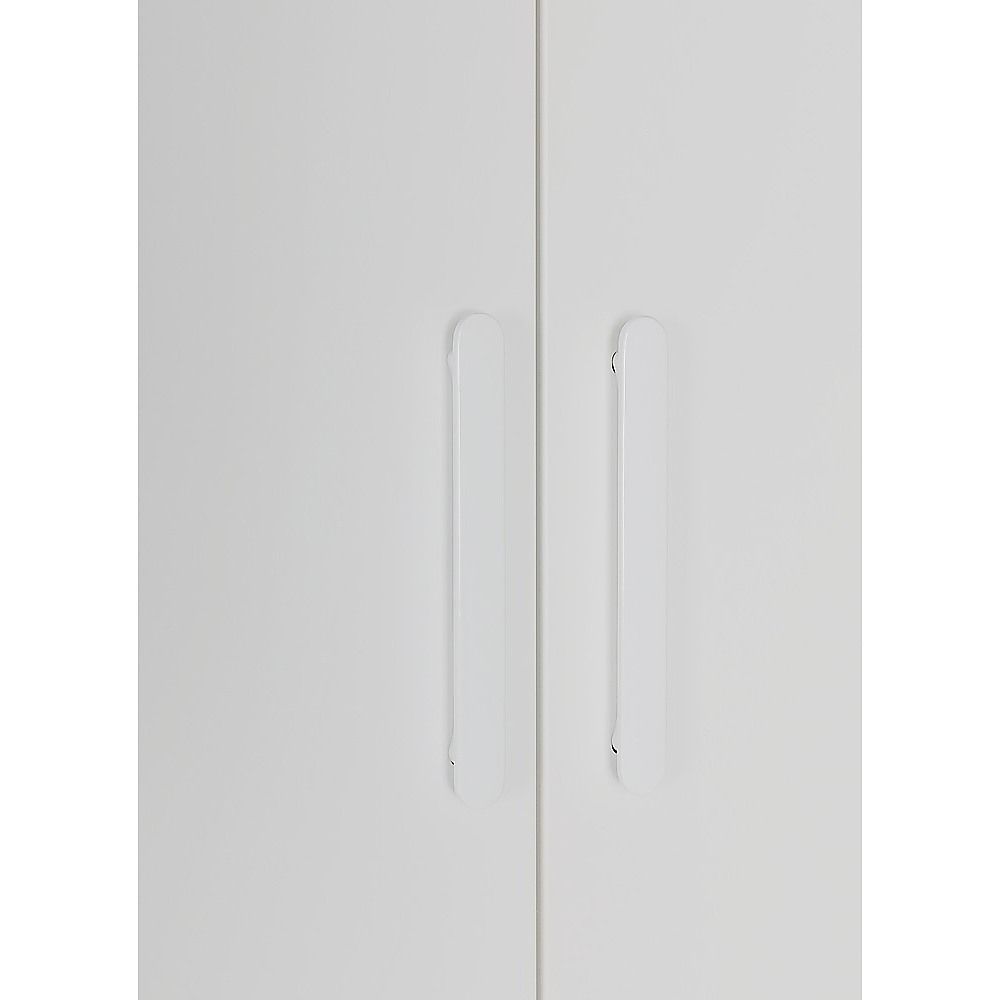 240x200cm 6-Door White Steel Hanging Wardrobe with White Handle Storage Cabinet