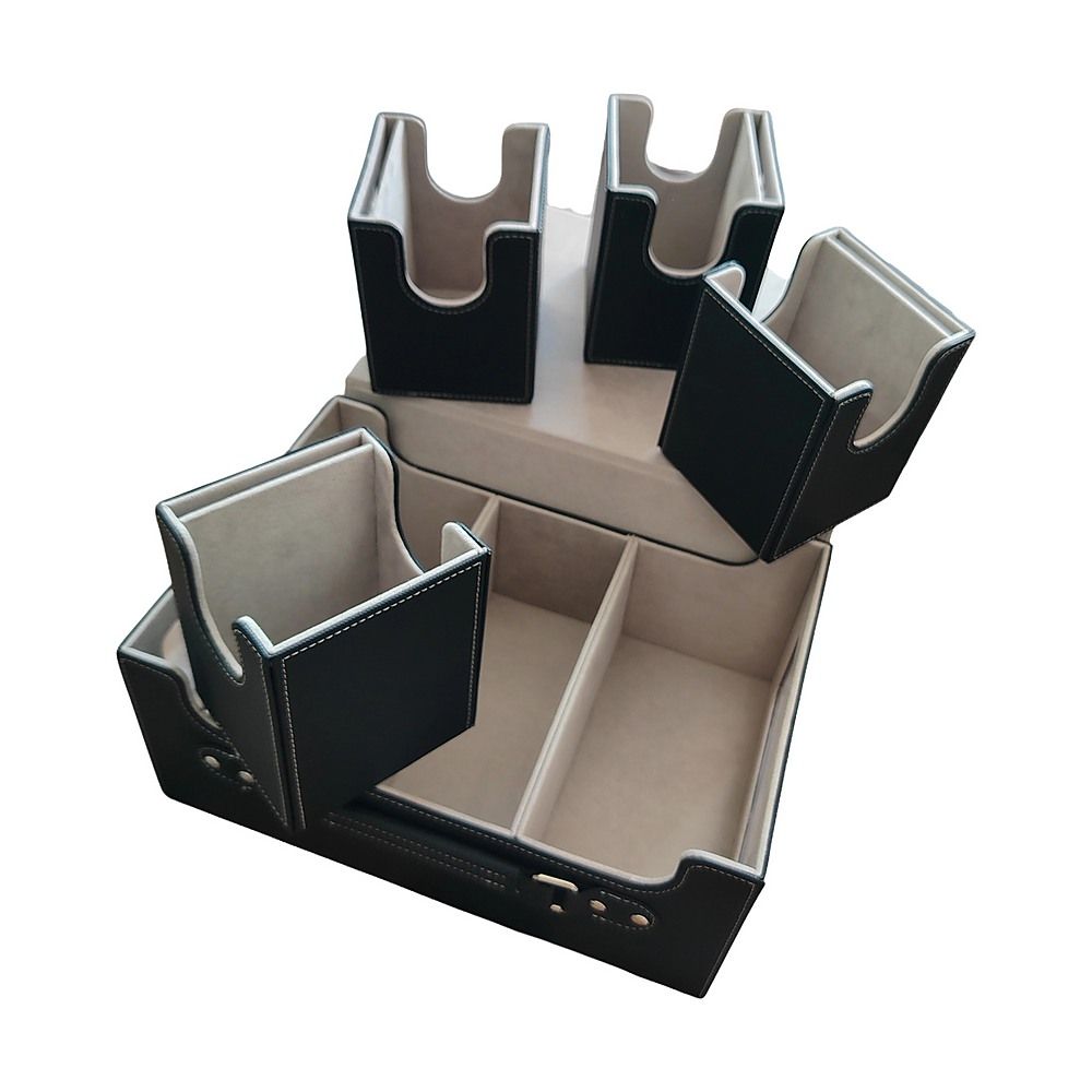 Trading Card Storage Box 3 Row TCG Organiser Magnetic Leather Case with Dividers for MTG Pokemon YuGiOh Cards