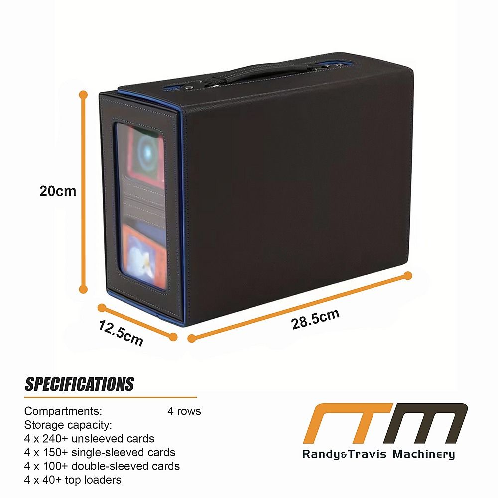 Trading Card Storage Box 3 Row TCG Organiser Magnetic Leather Case with Dividers for MTG Pokemon YuGiOh Cards