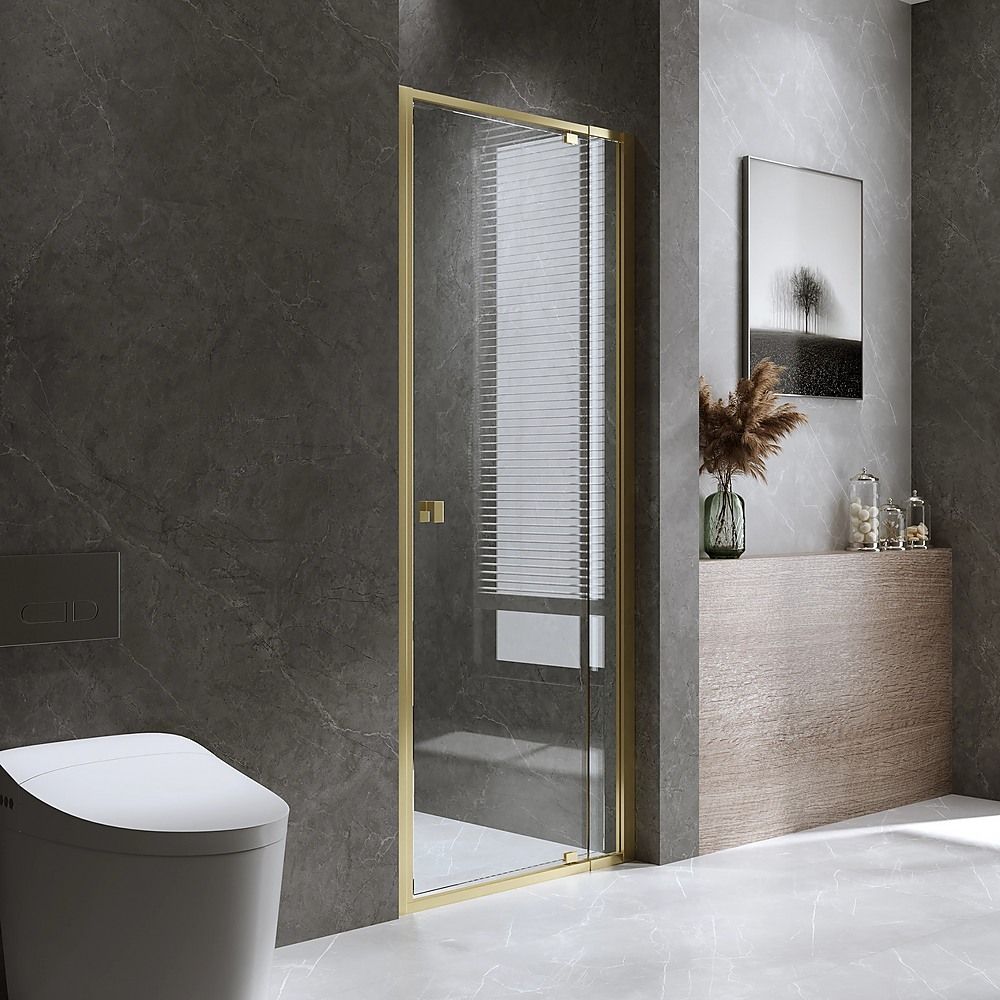 Semi-Frameless Shower Screen – Gold, Front: 74 82 x195cm, No Side Return