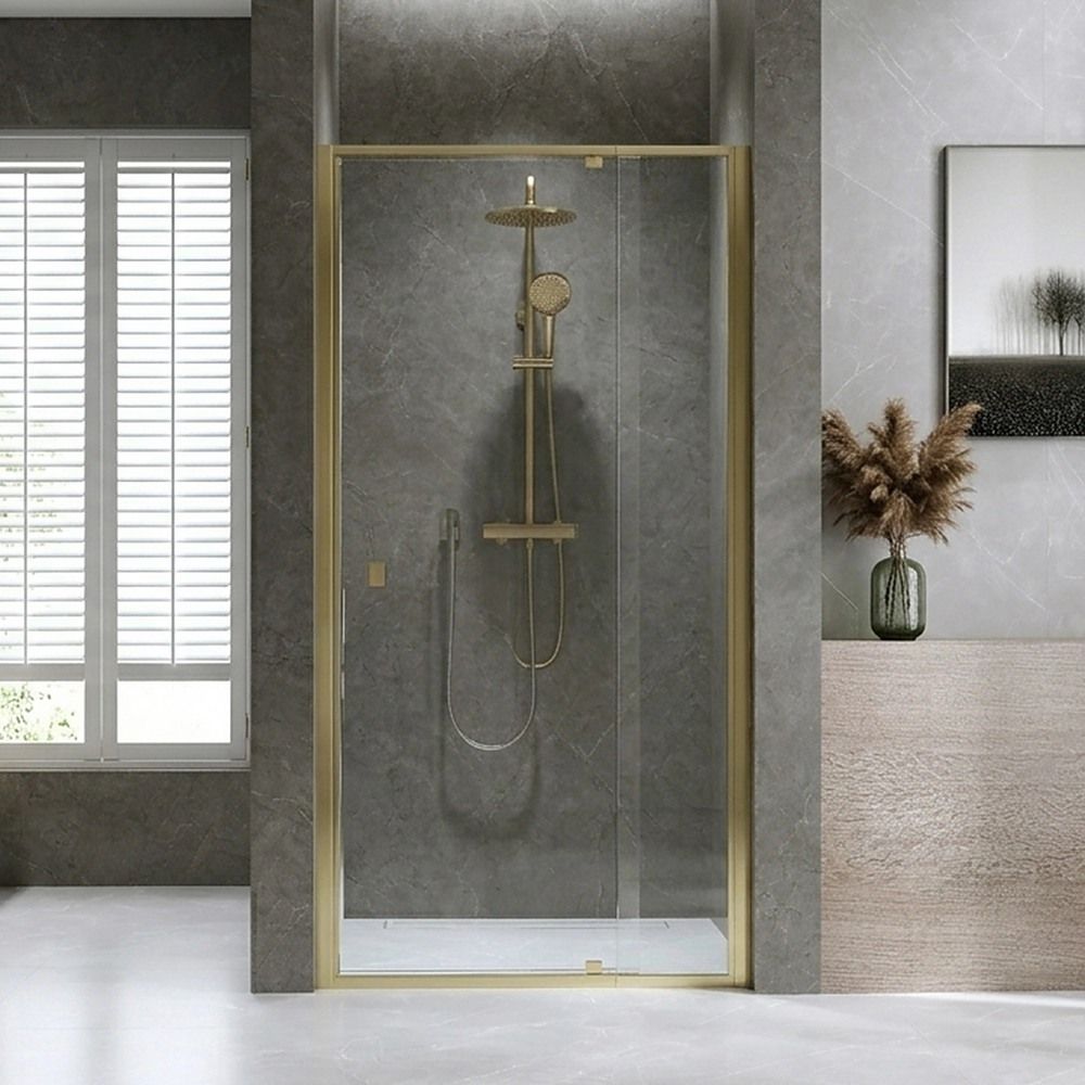 Semi-Frameless Shower Screen – Gold, Front: 74 82 x195cm, No Side Return