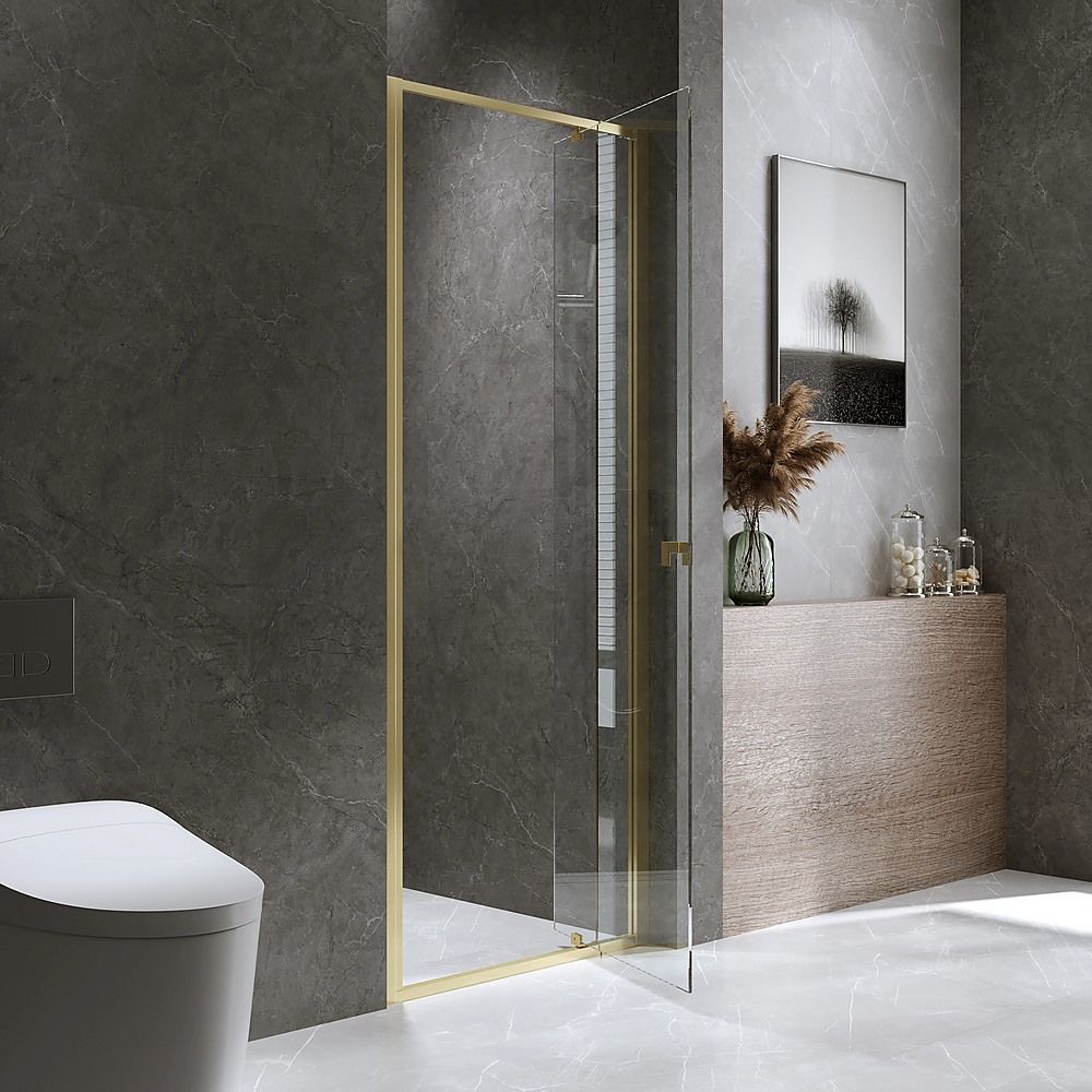 Semi-Frameless Shower Screen – Gold, Front: 74 82 x195cm, No Side Return