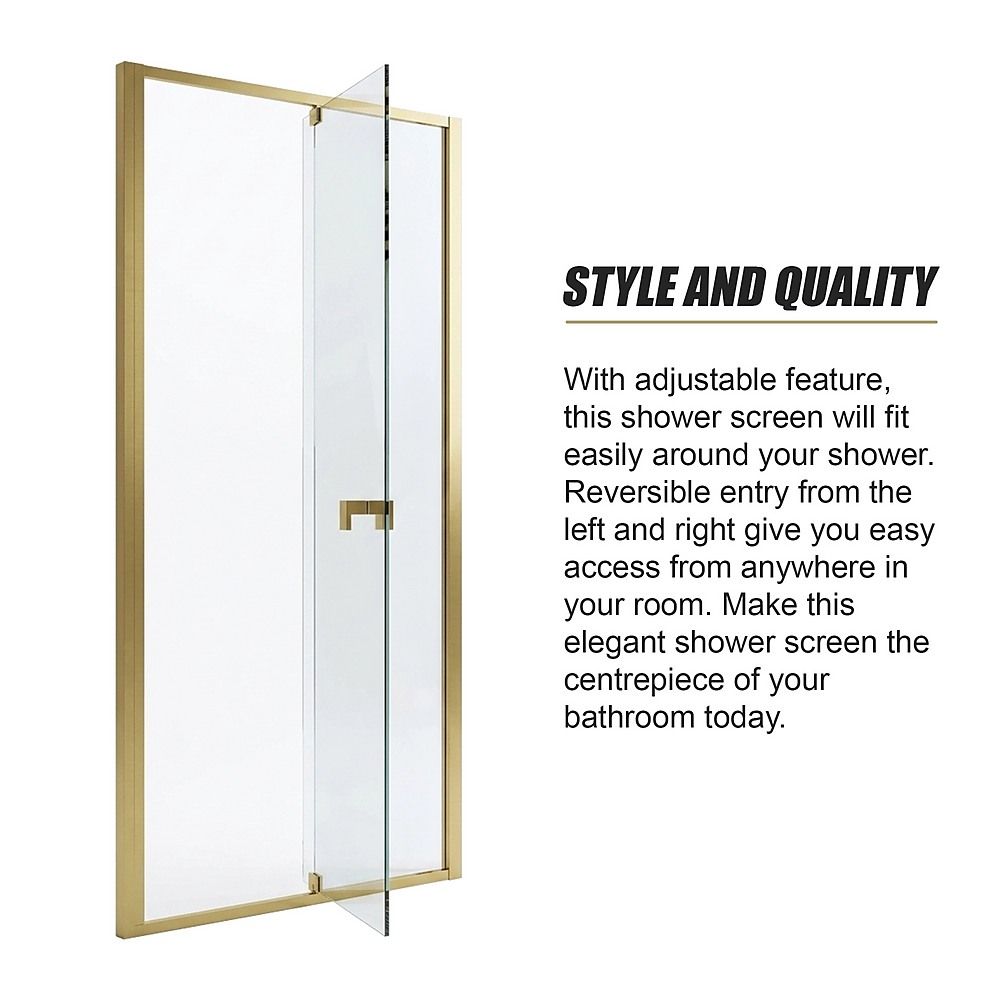 Semi-Frameless Shower Screen – Gold, Front: 74 82 x195cm, No Side Return