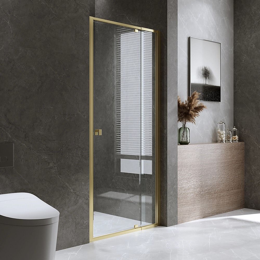 Semi-Frameless Shower Screen – Gold, Front: 82 90 x195cm, No Side Return