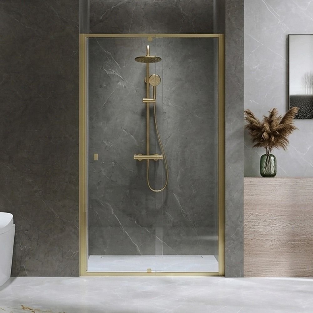 Semi-Frameless Shower Screen – Gold, Front: 82 90 x195cm, No Side Return