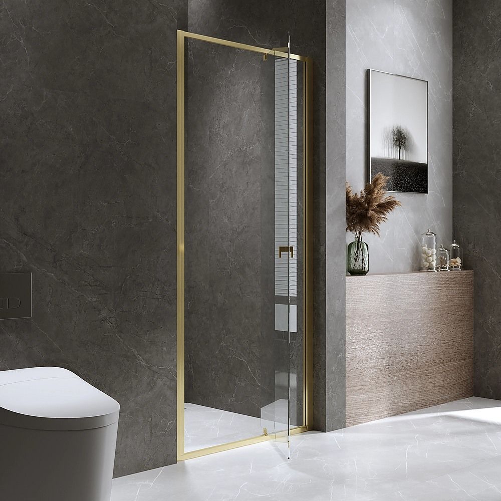 Semi-Frameless Shower Screen – Gold, Front: 82 90 x195cm, No Side Return