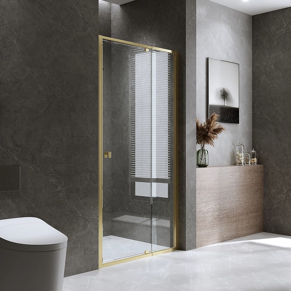 Semi-Frameless Shower Screen – Gold, Front: 98 106 x195cm, No Side Return