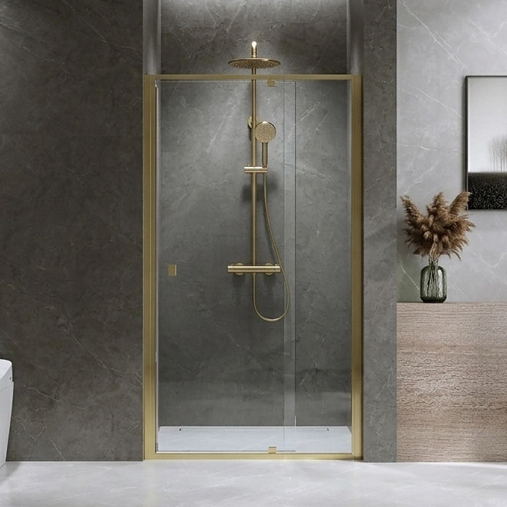 Semi-Frameless Shower Screen – Gold, Front: 98 106 x195cm, No Side Return