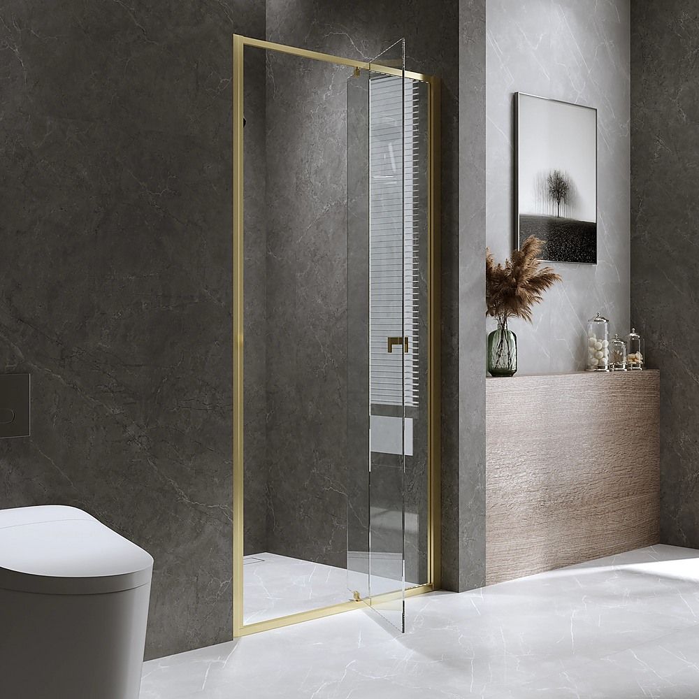 Semi-Frameless Shower Screen – Gold, Front: 98 106 x195cm, No Side Return