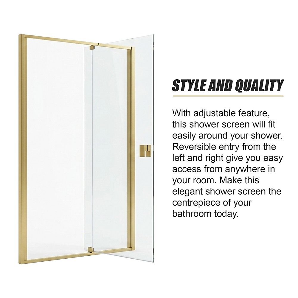 Semi-Frameless Shower Screen – Gold, Front: 98 106 x195cm, No Side Return
