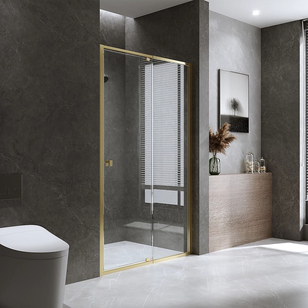 Semi-Frameless Shower Screen – Gold, Front: 114 122 x195cm, No Side Return