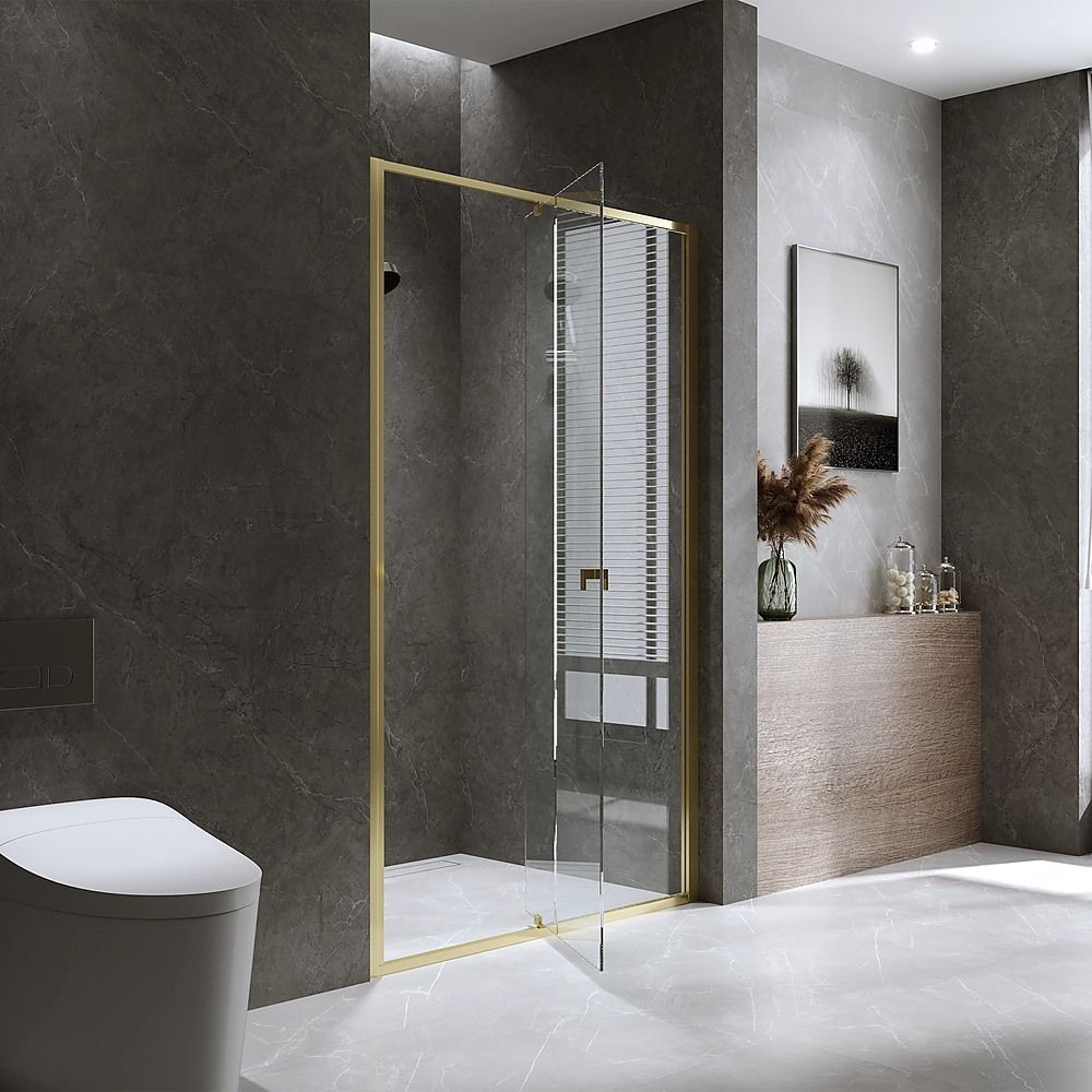 Semi-Frameless Shower Screen – Gold, Front: 114 122 x195cm, No Side Return
