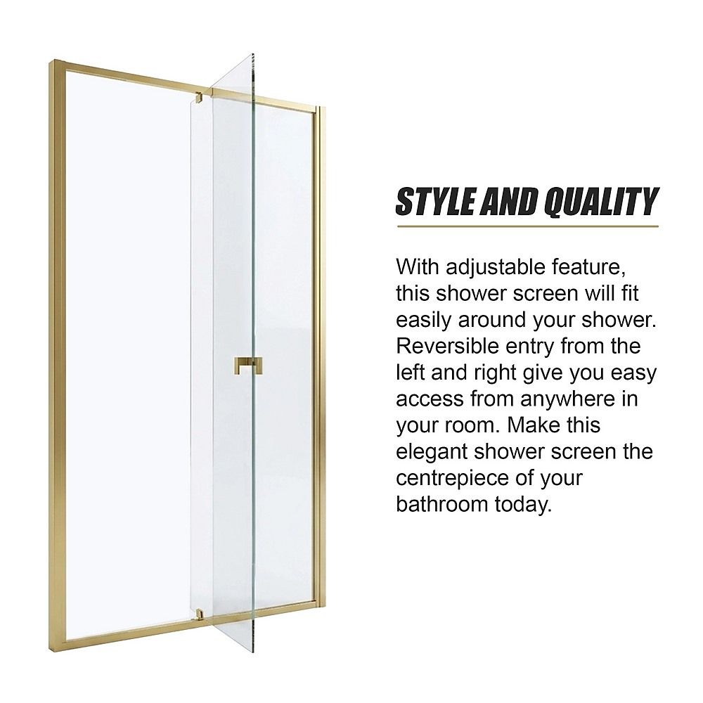 Semi-Frameless Shower Screen – Gold, Front: 114 122 x195cm, No Side Return